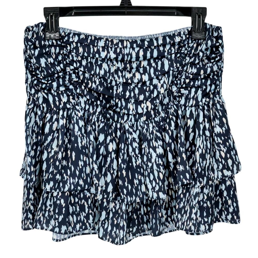 Ramy Brook Navy and Light Blue Printed Mini Skirt
